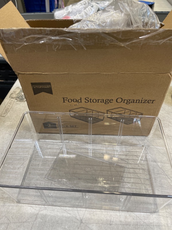 Photo 1 of 2 PC  CLEAR FOOD STORAGE ORGANIZER 10X6X3 WITH DIVIDERS