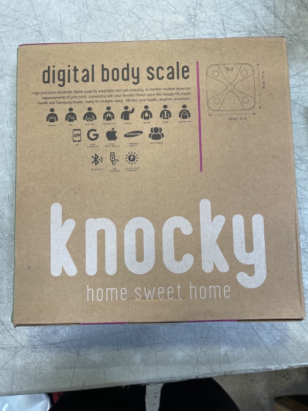 Photo 2 of KNOCKY, Scale for Body Weight and BMI, Digital Bathroom Scale, Body Fat Scale, Body Composition Analyzer, Battery-Free, Bluetooth, 396 lb, Black
