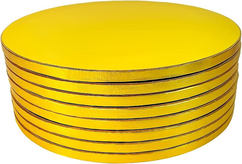 Photo 1 of 8-PACK 12 inch Gold Cake Boards Cake Drums, Sturdy Large Round Cake Board Birthday Cake Circle Drum Greaseproof Foil Plate,Professional Smooth Base,1/2 Inch Thick
