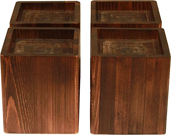 Photo 1 of Almanor Goods Bed Risers Furniture Lifters Wood (Set of 4), Heavy Duty Handmade Rustic Pine, Create Storage Space (Dark)