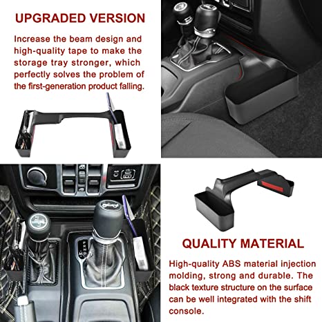 Photo 1 of 2 Pack Upgrade Shifter Side Tray Organizer and Center Console Hanging Storage Box for 2018-2022 Jeep Wrangler JL JLU and for 2020-2022 Gladiator JT Accessories- Black