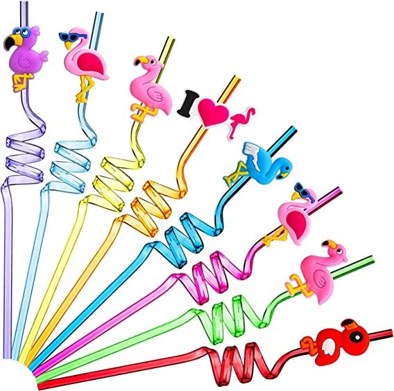 Photo 2 of 24 reusable flamingos straws with 8 colors and 6 patterns are suitable for indoor and outdoor parties, birthday parties and other scenes. The straws can be detachable as a gift to add fun to the party