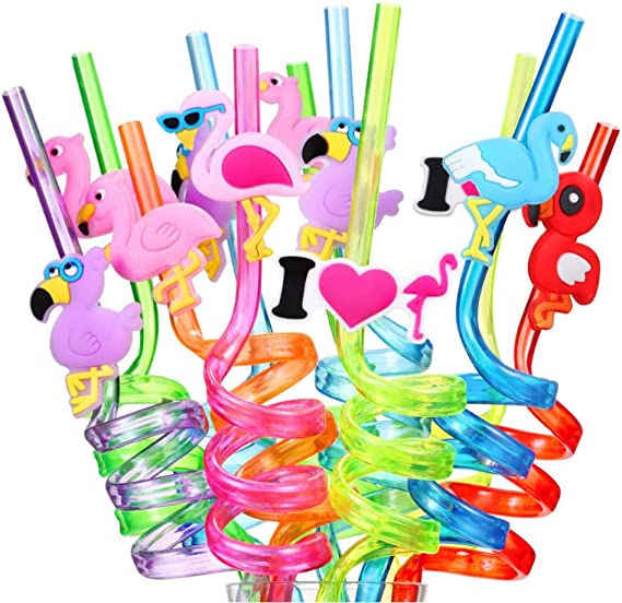 Photo 1 of 24 reusable flamingos straws with 8 colors and 6 patterns are suitable for indoor and outdoor parties, birthday parties and other scenes. The straws can be detachable as a gift to add fun to the party