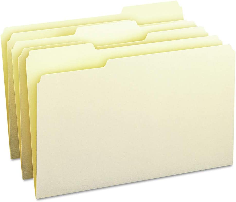 Photo 1 of Smead 1/3 Cut Assorted Position File Folders, One-Ply Top Tab, Legal, Manila, 100/Box
