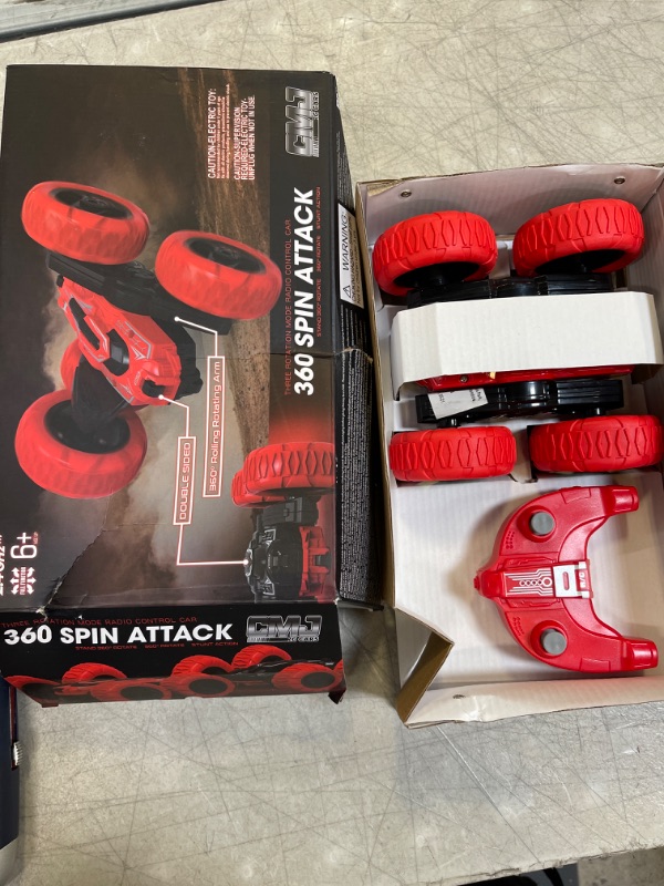 Photo 1 of CMJ RC Cars 360 Spin Attack Stunt RC Car Electric Race Stunt Car ,Double Sided 360° Rolling Rotation RC 4WD High Speed Off Road for boy Toys (Red)
