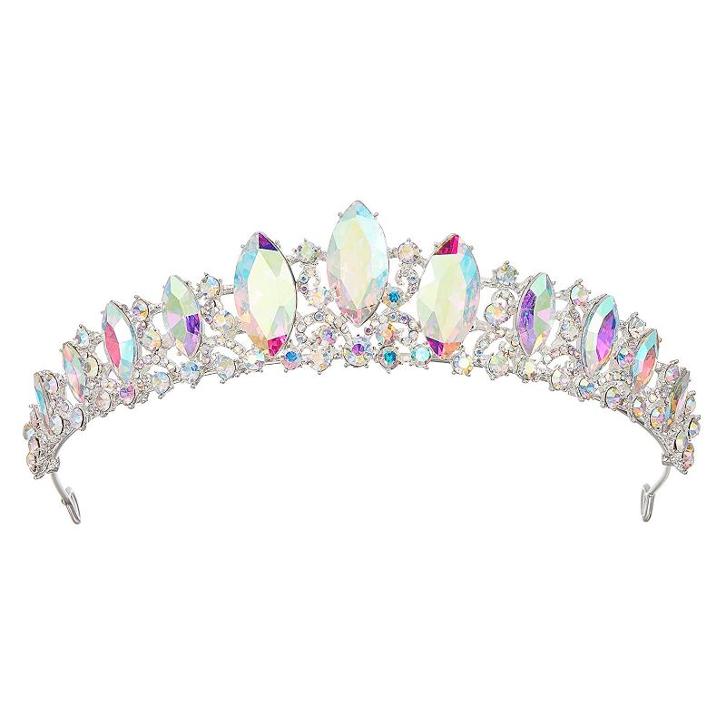 Photo 1 of  BRIDAL Multicolored Crystal Tiaras and Crowns for Women, Princess Crown for Girls - Wedding Tiara Headpiece for Prom Pageant Birthday, AB Rhinestone
