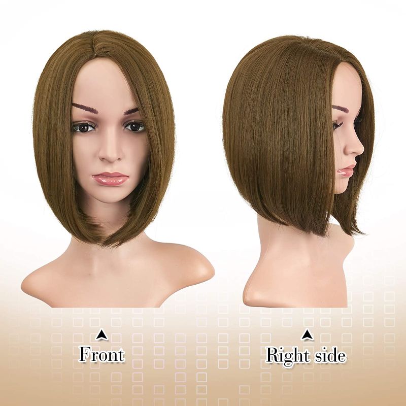 Photo 1 of  Wigs 12 Inches Bob Wigs Ombre Blonde Brown Short Synthetic Hair Side Part Straight Bob Wigs for Black Women
