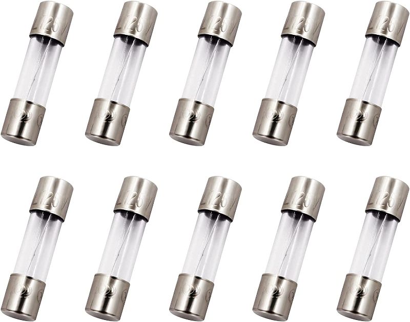 Photo 1 of SIXQJZML 10 Pack F5AL Fast-Blow Fuse 5A 5amp 125V Glass Fuses 0.2 x 0.78 Inch / 5 x 20 mm (125Volt) (F5A)  -- 2 COUNT --
