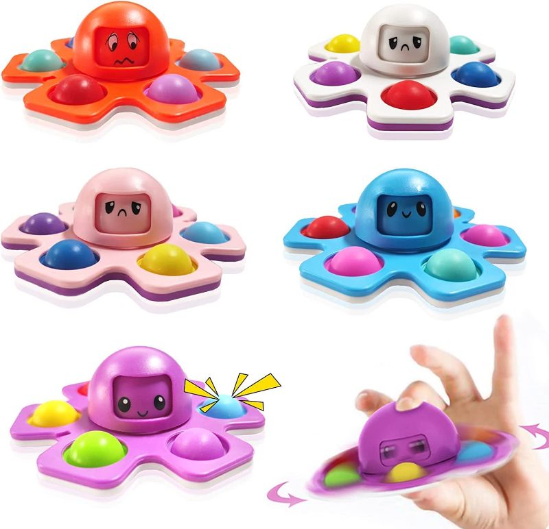 Photo 1 of 5 Pcs Fidget Face Relief Toy Sensory Visual Pop Fidget Popper Adult Kids Stress Finger Octopus Toy Girls and Boys Valentine's Day Birthday Gifts Kids Fun Toys Changing Toys
