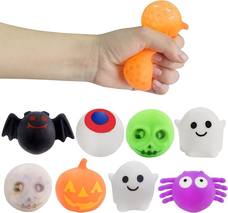 Photo 1 of 8 Pack Halloween Sensory Stress Ball Pack for Kids Girls Boys, Squeeze Toy with Water Beads to Stress Reliever,Great for Kid Party Favors,Halloween Miniatures,Halloween Party Decorations (Halloween)
