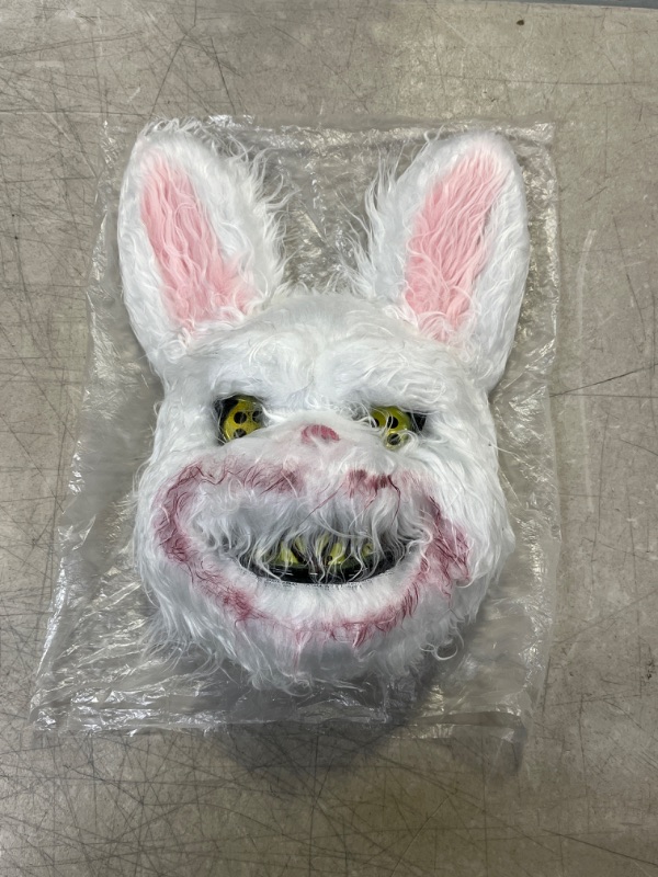 Photo 2 of Creepy Rabbit Bloody Killer Bunny Costume for Halloween Scary Mask Masquerade Prop
