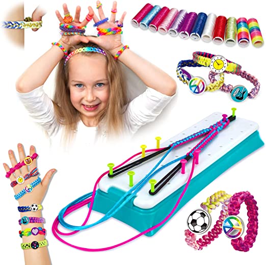 Photo 1 of Growlier Friendship Bracelets Making Kit Cool Arts and Crafts Jewelry Making Toys for Girls Ages 6-13 Bracelet String and Rewarding Activity Travel Activities and Party Supply
