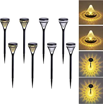 Photo 1 of Outdoor Solar Pathway Lights 8 Pack,IP65 Waterproof Warm Color LED Solar Light, Solar Garden Light for Landscape Lawn Yard, Solar Sidewalk Decorative Light, Bright Up to 13 Hrs
