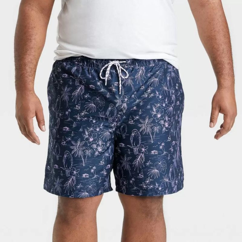 Photo 1 of  Men's 7" Parrot Scenic Swim Trunks - Goodfellow & Co Blue S