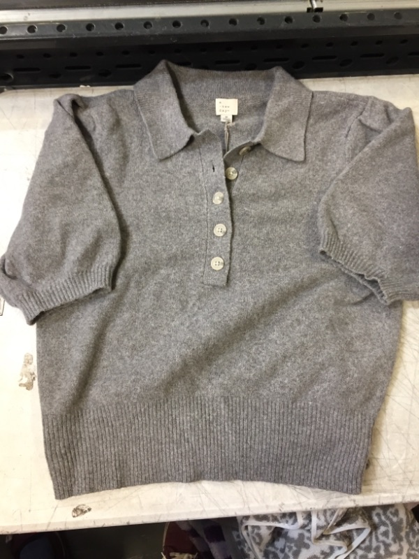 Photo 2 of  Women's Polo Sweater - A New Day Gray SIZE M