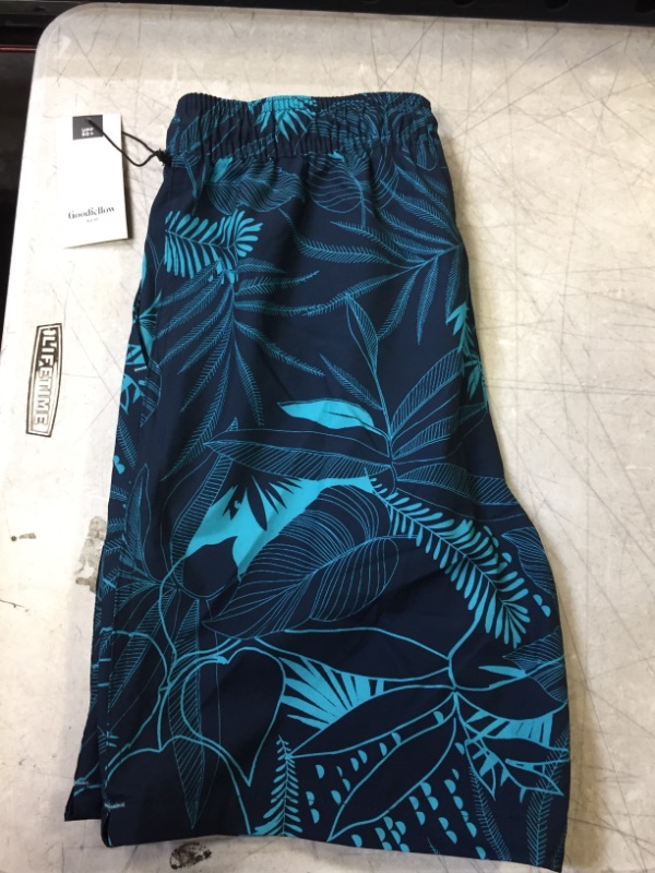 Photo 2 of Men's 7" Line Leaf Swim Trunk with Liner - Goodfellow & Co Blue S

