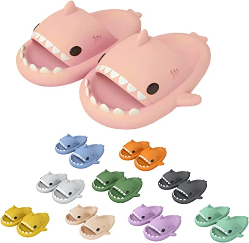 Photo 1 of Cute Slippers for Women - Shark Slides Adult - Shark Slippers Shower Shoes - Non-Slip Beach Shoes EVA Soft Couples Slippers
 , SIZE 7 