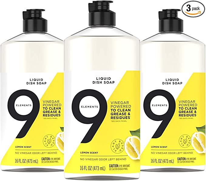 Photo 1 of 9 Elements Dishwashing Liquid Dish Soap, Lemon Scent Cleaner, 16 oz Bottles (Pack of 3)