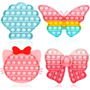 Photo 1 of Asona Girls Push Bubble Fidget Toys 4 Packs with Pop Sound, Pastel Rainbow Butterfly Pink Cute Kitten Cat Bow Blue Seashell Popper Autism Sensory Stress Reliever Toys for Toddlers Kids Car Travel
