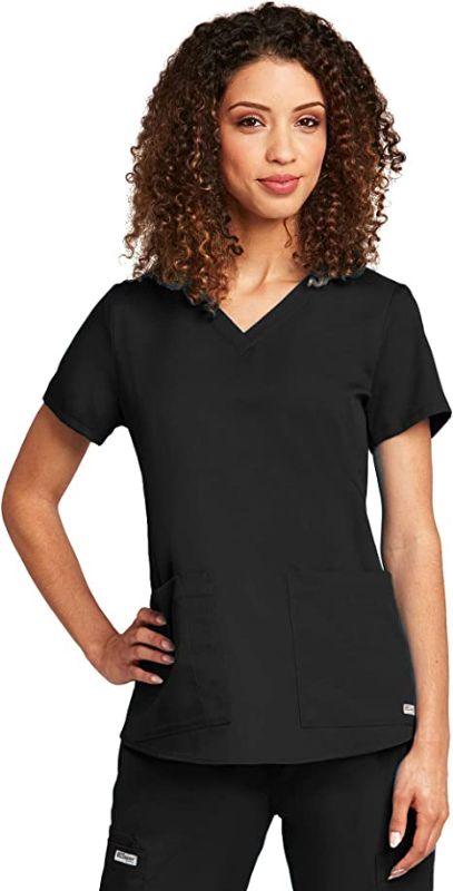 Photo 1 of Barco Grey's Anatomy Women's 71166 Two Pocket V-Neck Scrub Top With Shirring Back. L 
