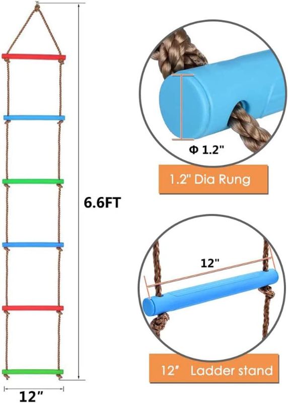 Photo 1 of 
Colorful Ninja Climbing Rope Ladder - Kids Ninja Course Accessories Playground Equipment for Tree House, Play Set, Swing Set