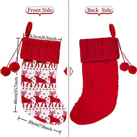 Photo 1 of  2 Pack Large Size Xmas Hanging Stockings for Christmas Decorations and Family Holiday Season Decor (White & Red)