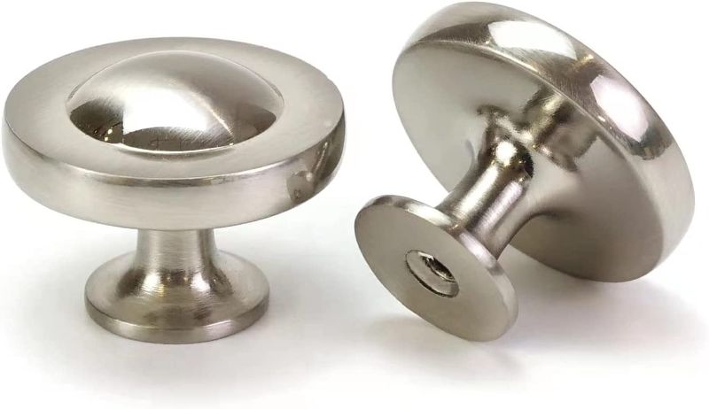 Photo 1 of 1-1/4"Inch(30mm) Slightly Brushed Satin Nickel Cabinet Knobs Style Solid Kitchen Cabinet Knob. (10, Satin Nickel)
