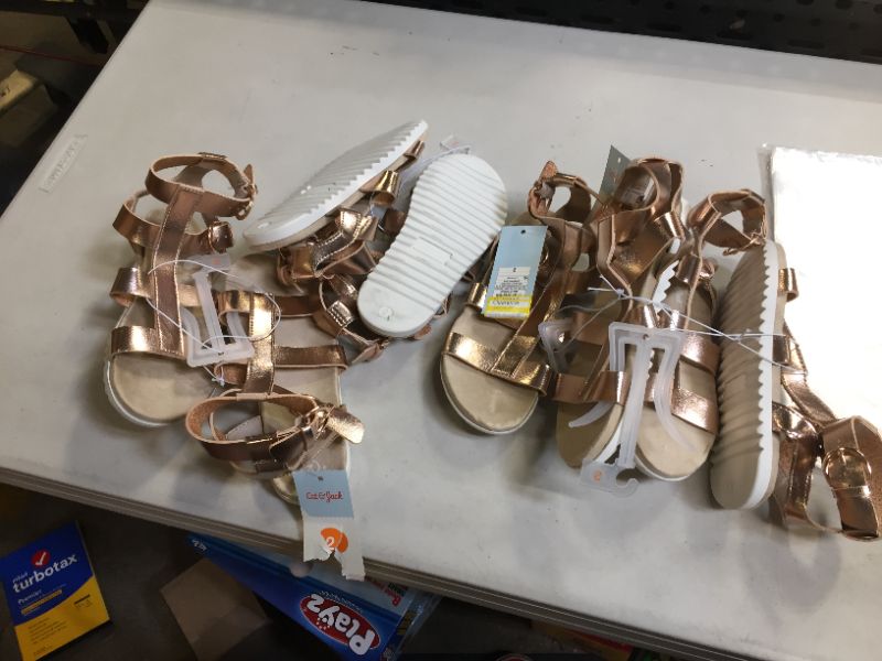 Photo 2 of 4 pack Girls' Ellie Gladiator Sandals - Cat & Jack Rose Gold 2
