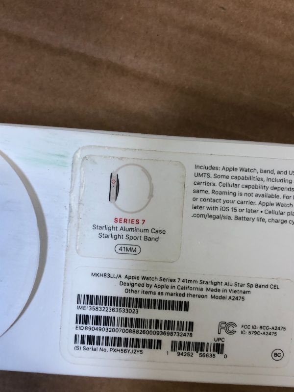 Photo 11 of Apple Watch Series 7 GPS + Cellular, 41mm Starlight Aluminum Case with Starlight Sport Band - Regular (dirty box but item it's good condition)(Brand New Factory Sealed)