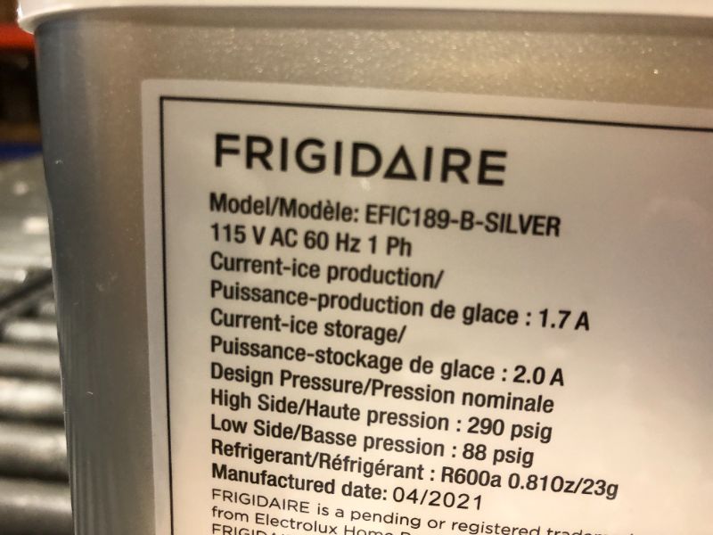 Photo 6 of Frigidaire EFIC189-Silver Compact Ice Maker, 26 lb per Day, Silver