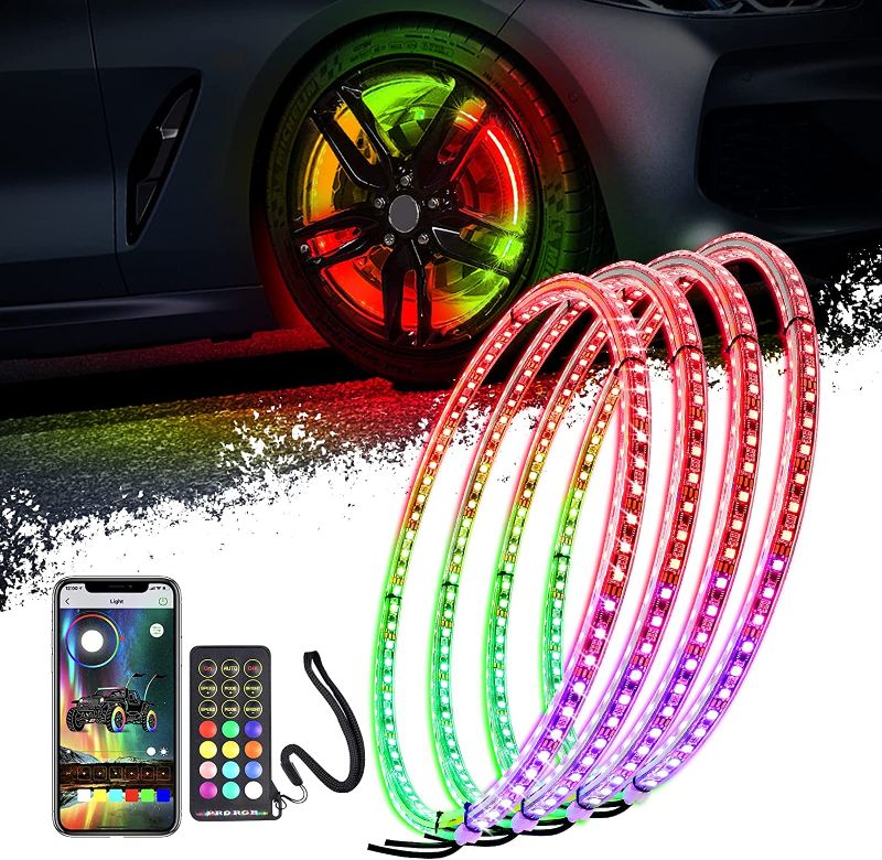 Photo 1 of AddSafety 4PCS Double Row Dancing Chasing Color 17inch Brightest Strobe Led Wheel Ring Lights Rim Lights Car Tire Lights w/Turn Signal and Braking Function
(UNABLE TO TEST FUNCTIONALITY0
