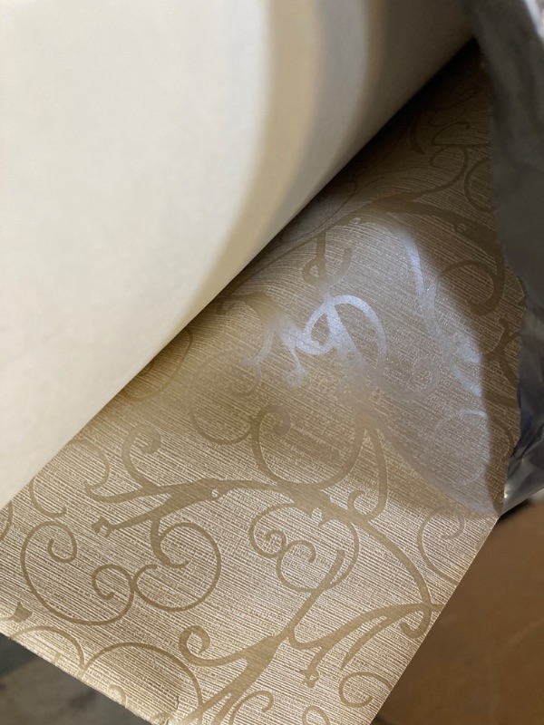 Photo 3 of Betina Gold Damask Vinyl Wallpaper (30 yards)
