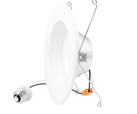 Photo 1 of  5/6 Inch LED Can Light Recessed Lighting Retrofit, Baffle Trim, Dimmable, 4000K Cool White, 13W=75W, 965 LM