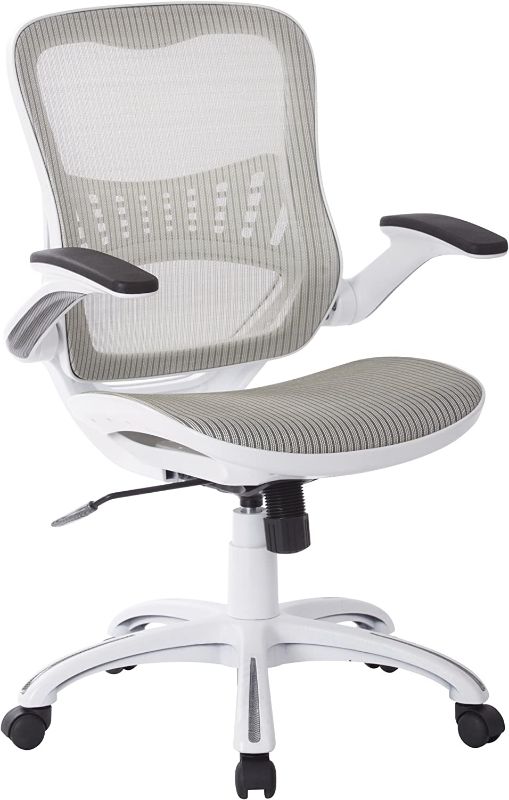 Photo 1 of Office Star Ventilated Manager's Office Desk Chair with Breathable Mesh Seat and Back, White Base, White
