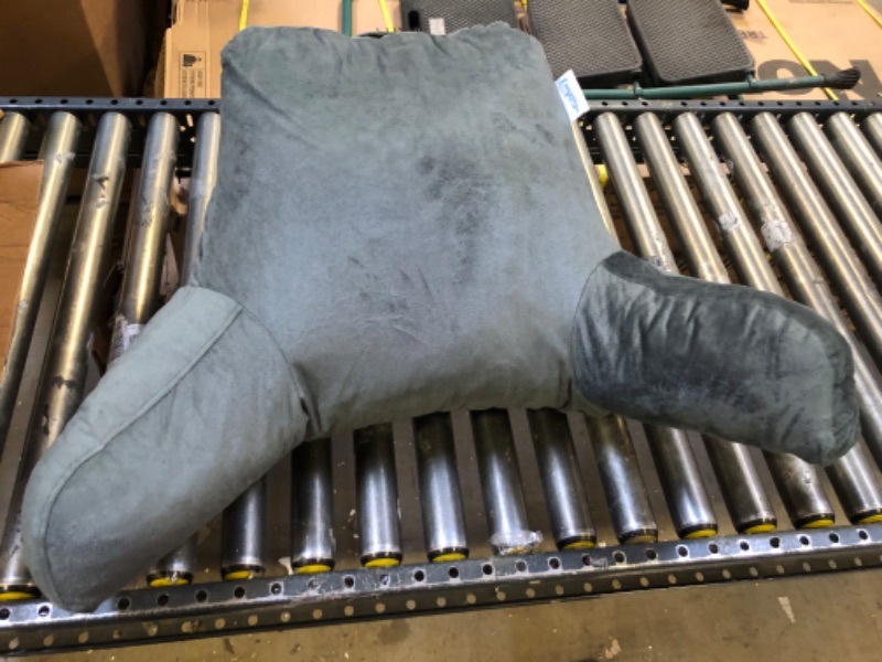 Photo 1 of Reading Pillow Bed Wedge Large Adult Backrest Lounge Cushion with Arms and Pockets Back Support for Sitting Up in Bed / Couch for GERD Heartburn Bedrest by ComfortSpa (Grey)