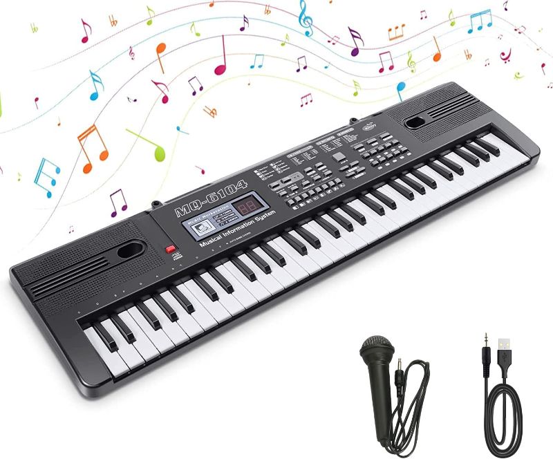 Photo 1 of WOSTOO Kids Piano Keyboard, 61 Keys Multi-Function Electronic Keyboard Educational Toy, Rechargeable Portable Piano with Microphone Musical Instrument for Kids Beginners Girls Boys
