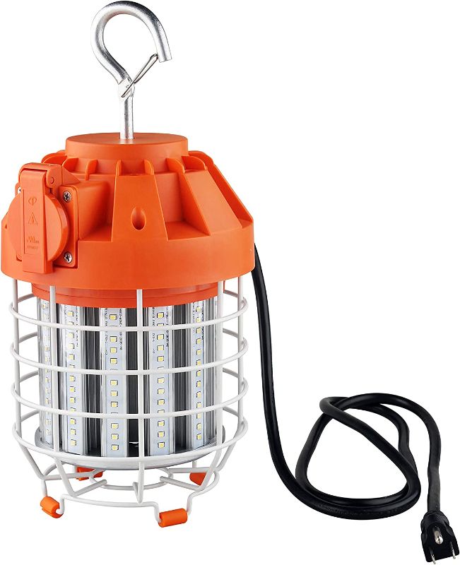Photo 1 of 100w Portable LED Temporary Work Light Fixture with Hook, 11950-12800 Lumens Outdoor Construction Light, 100W Ultra Bright High Bay Light, UL Listed, IP65, 5000K Daylight

