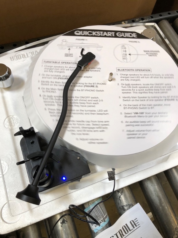 Photo 1 of Victrola Acrylic Bluetooth 40 watt Record Player with 2-Speed Turntable and Rechargeable Speakers (Clear)