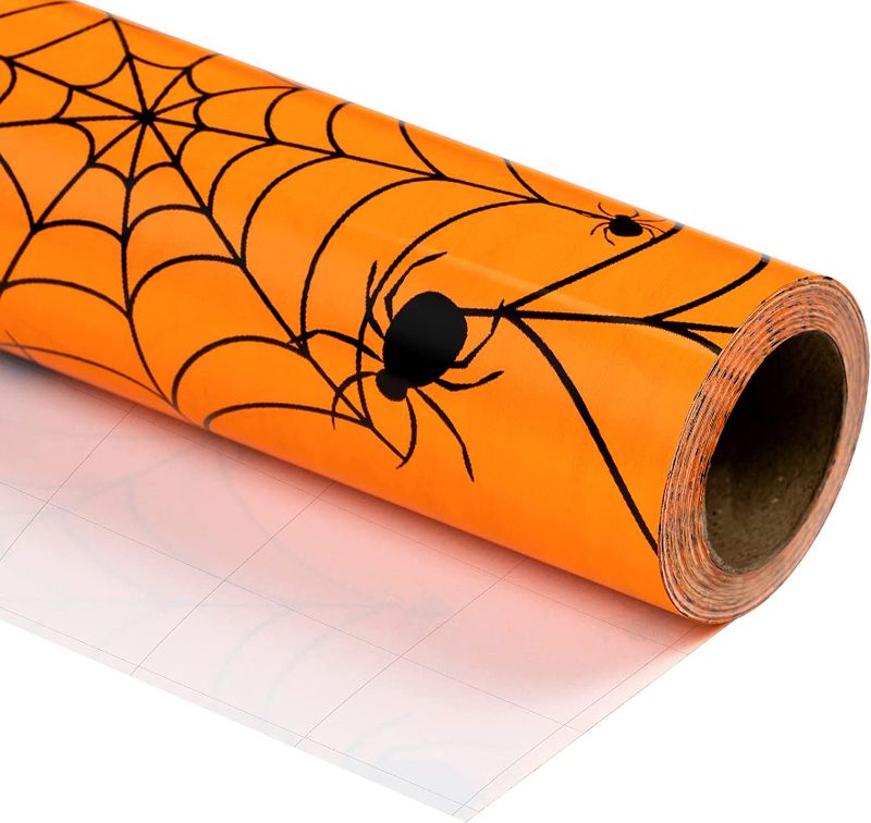 Photo 1 of WRAPAHOLIC Wrapping Paper Roll - Spider Design Perfect for Halloween Decorations, Holiday, Party, Baby Shower Present Packing - 30 inch x 33 feet

