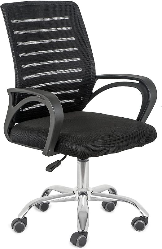 Photo 1 of Comfty Mesh Office Chair with Mid Back and Chrome Base, 31.89”-35.04”, Black
