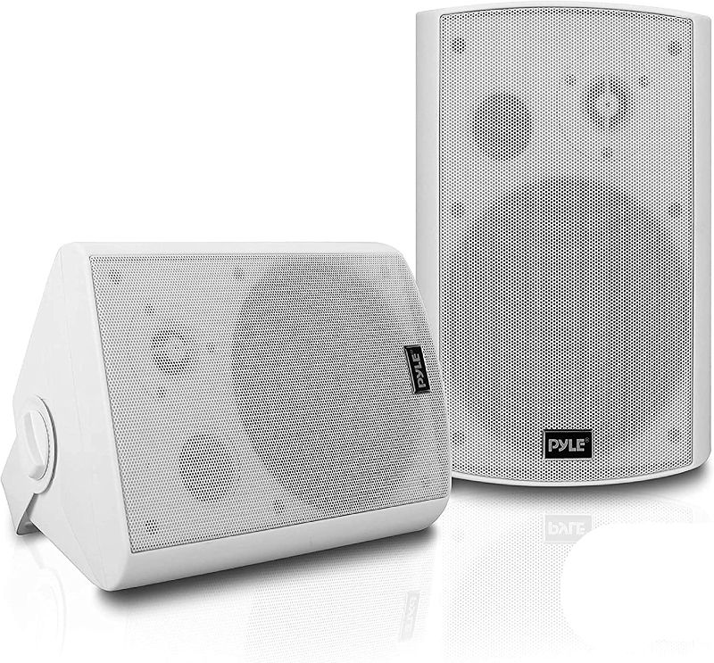 Photo 1 of Outdoor Wall-Mount Patio Stereo Speaker - Waterproof Bluetooth Wireless & No Amplifier Needed - Portable Electric Theater Sound Surround System for Home Party Cabinet Enclosure- Pyle PDWR61BTWT White
