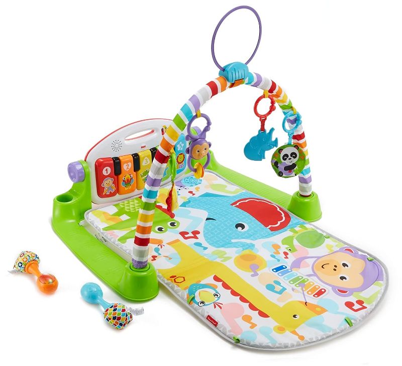 Photo 1 of Fisher-Price Baby Gym with Kick & Play Piano Learning-Toy featuring Smart Stages Educational Content and 2 Soft Maracas Rattle-Toys