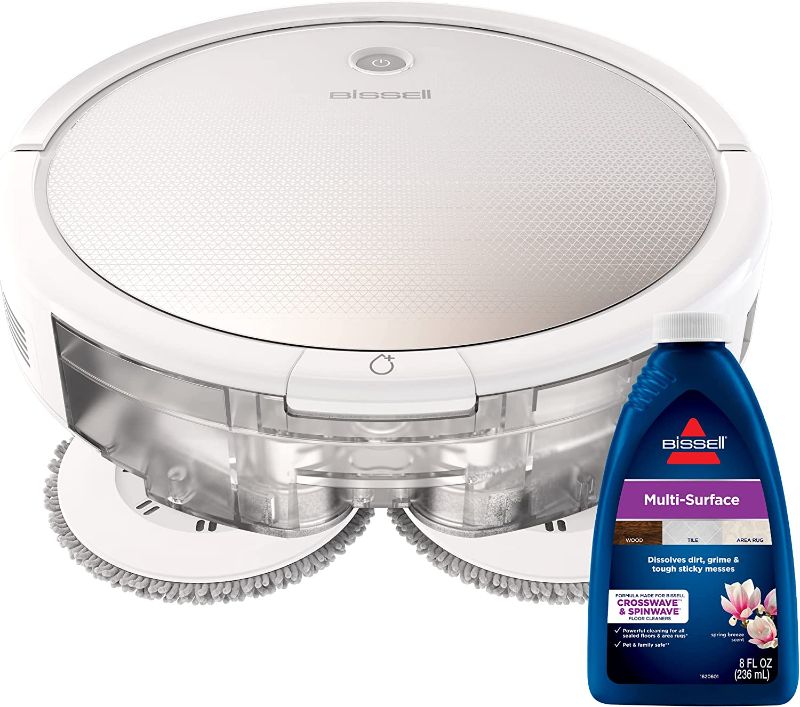 Photo 1 of BISSELL SpinWave Robot Pet, 2-in-1 Wet Mop and Dry Robot Vacuum, WiFi Connected with Structured Navigation, 3347
DOes not come with cleaning solution