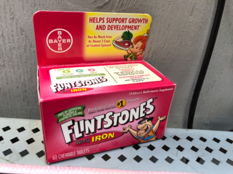 Photo 2 of Flintstones Chewable Tablets With Iron 60 Tablets 1 pack --exp date 10/2023
