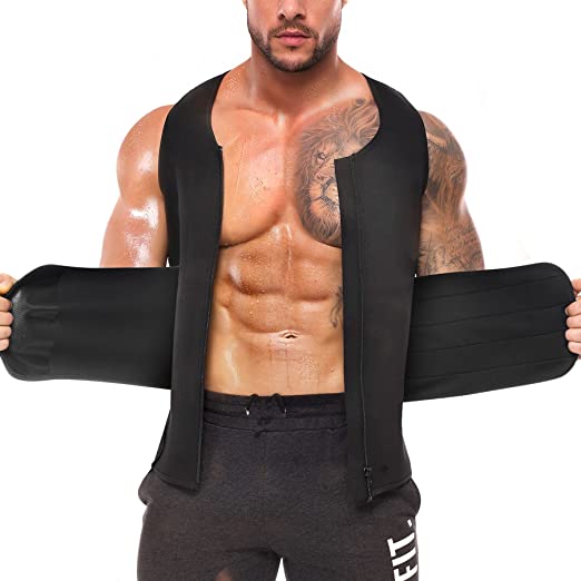 Photo 1 of CIMKIZ 2 in 1 Waist Trainer for Men with Waist Trimmer Sweat Belt Tummy Control Neoprene Slimming Workout Vest Cincher SIZE L