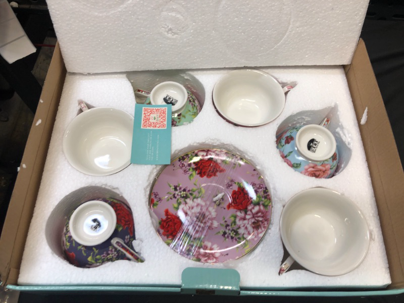 Photo 2 of BTäT- Tea Cups, Tea Cups and Saucers Set of 6, Tea Set, Floral Tea Cups (8oz)