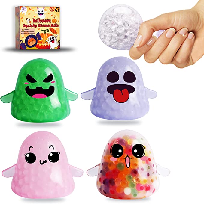 Photo 1 of Halloween Stress Balls, Halloween Ghost Stress Relief Toy, Water Bead Filled Toys, Sensory Squeeze Toy for Kids Teens Classroom Reward Supplies Gifts