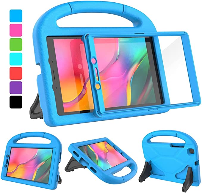 Photo 1 of VICVOL Case for Samsung Galaxy Tab A 8.0 2019 for Kids with Built-in Screen Protector, SM-T290/T295 Case, Durable Shockproof Lightweight Stand Handle Cover for Samsung Tab A 8 Inch, Blue