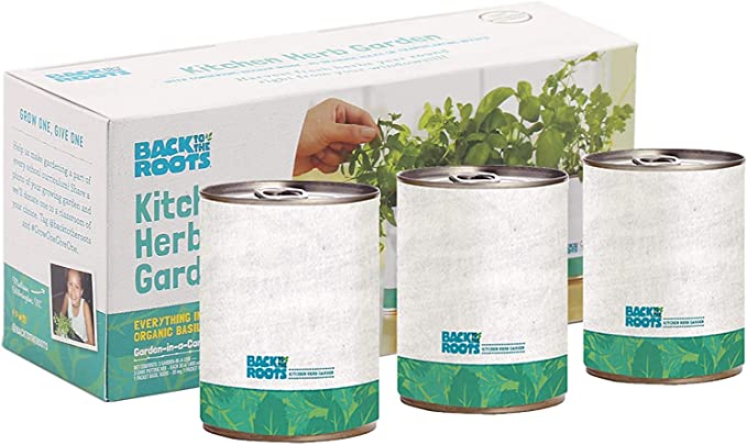 Photo 1 of Back to the Roots Garden-in-a-Can 3-Pack Kitchen Herb Basil Coriander Mint DIY Organic Indoor Herb Growing Kit for Growing Edible Herbs in Your Home Perfect Gift for Cooking