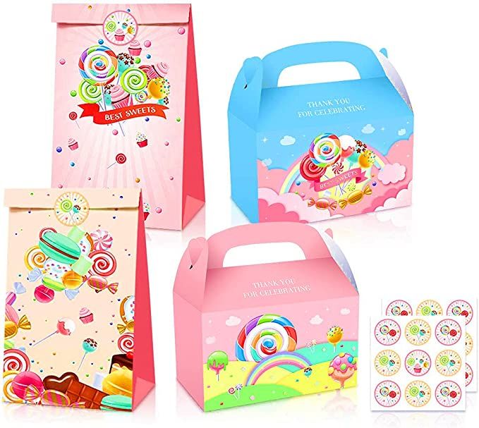 Photo 1 of  Candyland Party Favor Bags Candyland Party Supplies Candy Landy Party Bags Candyland Party Favor Boxes Candyland Birthday Party Supplies Candyland Gift Bags